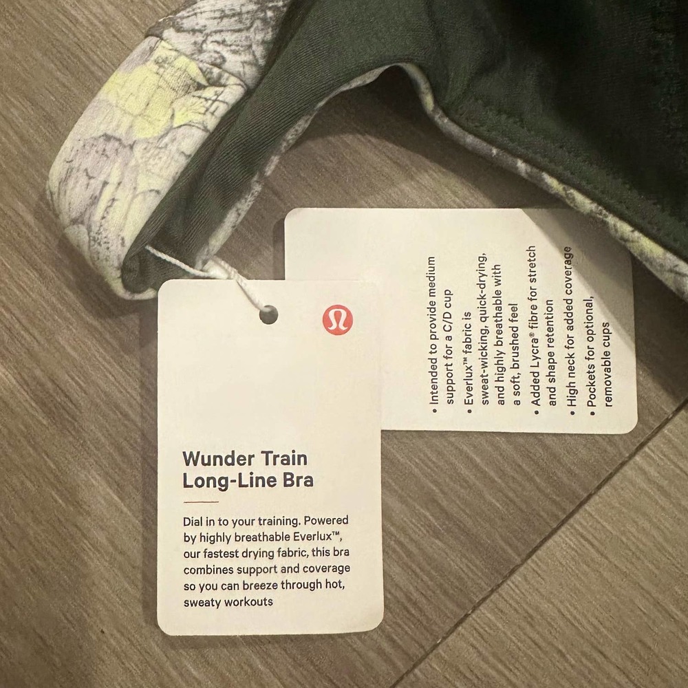 NWT Lululemon Wunder Train Long Line Bra EVERLUX Size 6 C/D Cedar CFSM - Picture 5 of 10